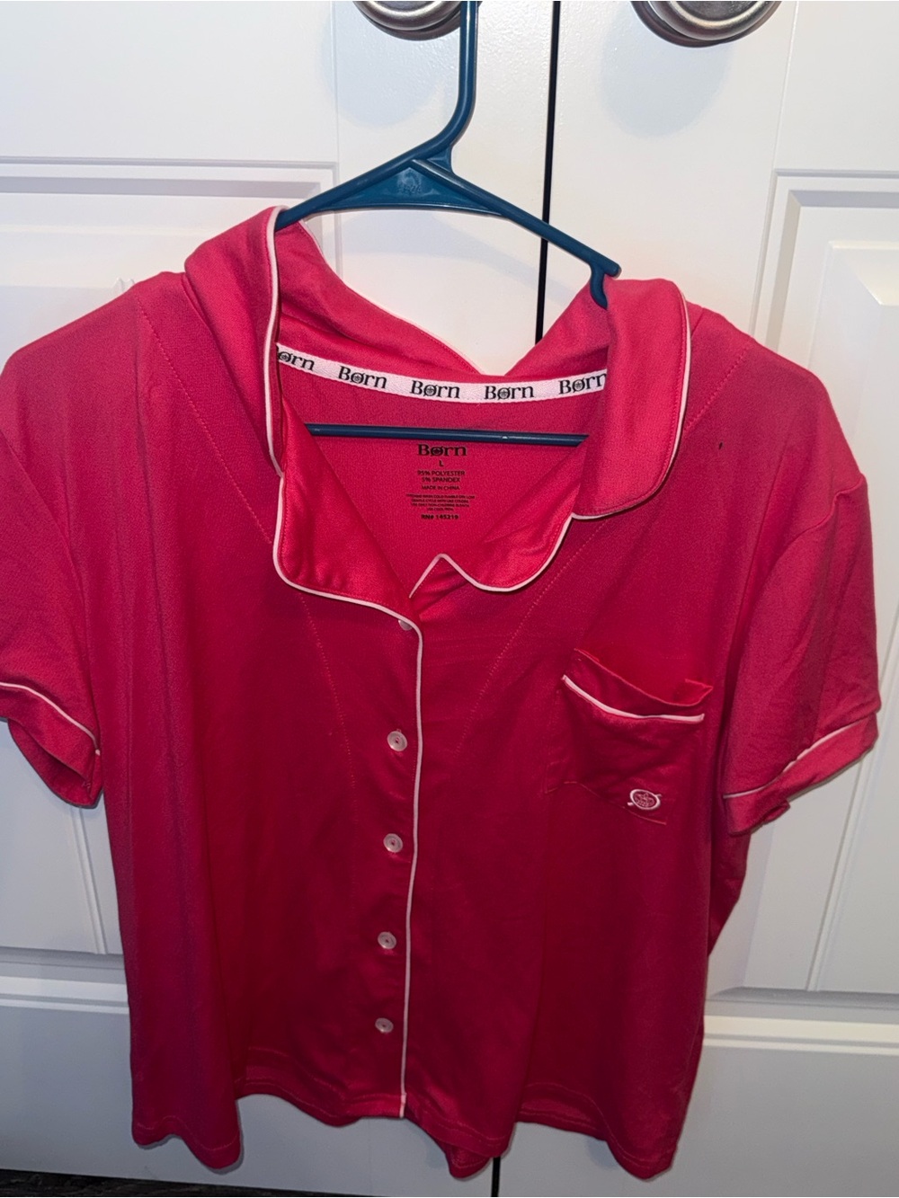 Short Sleeve Pink Piped Pajama Set